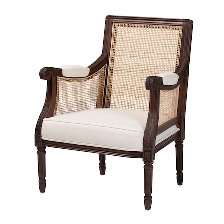 Bali & Pari Desmond Traditional French Beige Fabric and Dark Brown Finished Wood Accent Chair 238-13339-ZORO